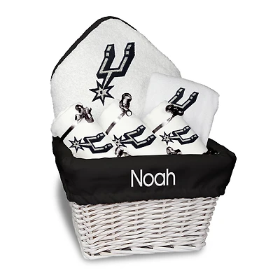 Newborn & Infant White San Antonio Spurs Personalized Medium Gift Basket