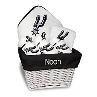 Newborn & Infant White San Antonio Spurs Personalized Medium Gift Basket