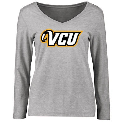 Women's Ash VCU Rams Primary Logo Long Sleeve T-Shirt