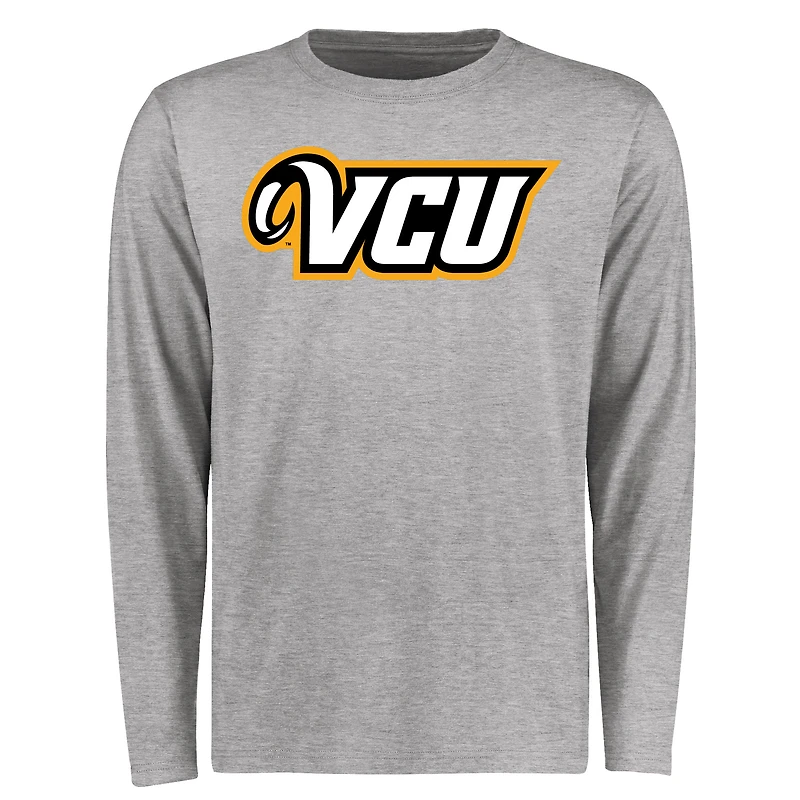 Men's Ash VCU Rams Primary Logo Long Sleeve T-Shirt