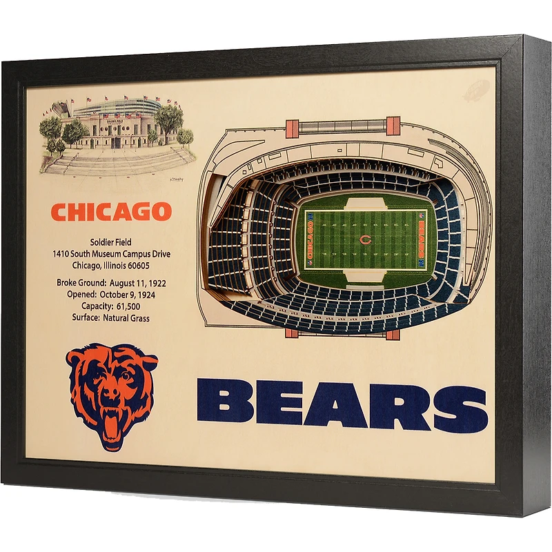 Chicago Bears 25.5" x 19.5" Soldier Field Stadium Views Wall Art