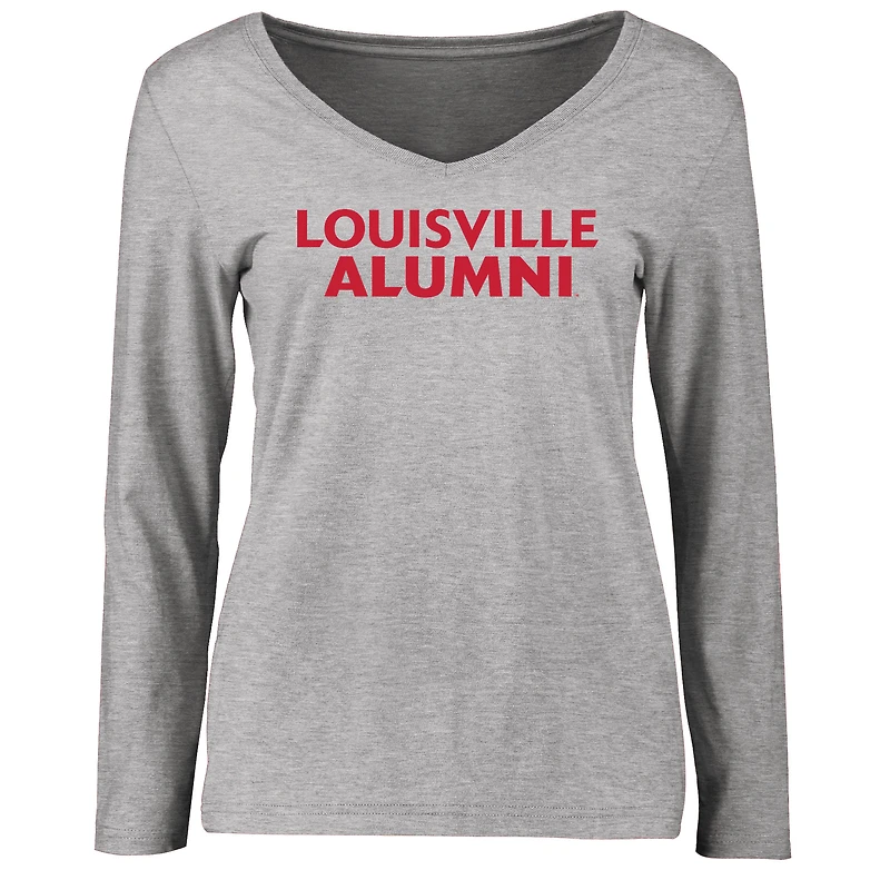 Women's Ash Louisville Cardinals Louisville Alumni Signature Stack Long Sleeve T-Shirt