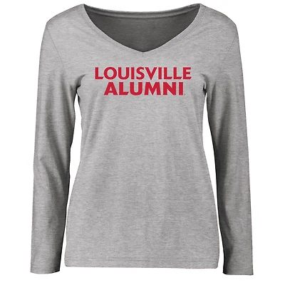 Women's Ash Louisville Cardinals Louisville Alumni Signature Stack Long Sleeve T-Shirt