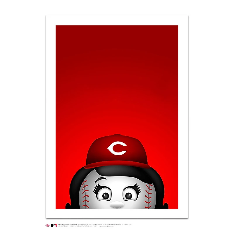 Cincinnati Reds Rosie Red 14" x 20" Minimalist Mascot Art Giclee