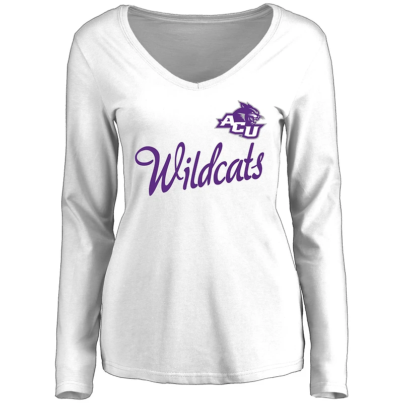 Women's White Abilene Christian University Wildcats Dora Long Sleeve T-Shirt