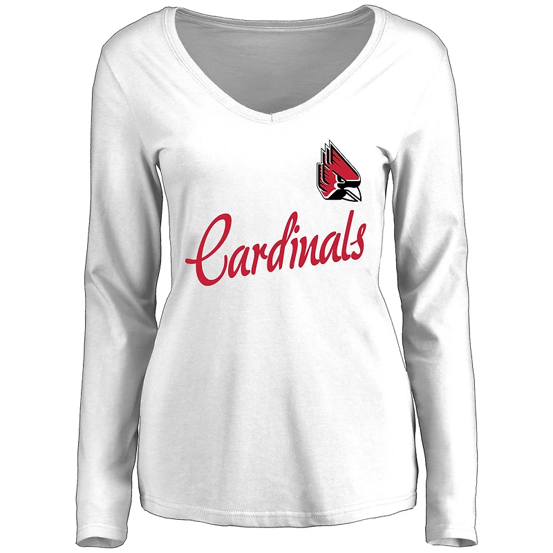 Women's White Ball State Cardinals Dora Long Sleeve T-Shirt