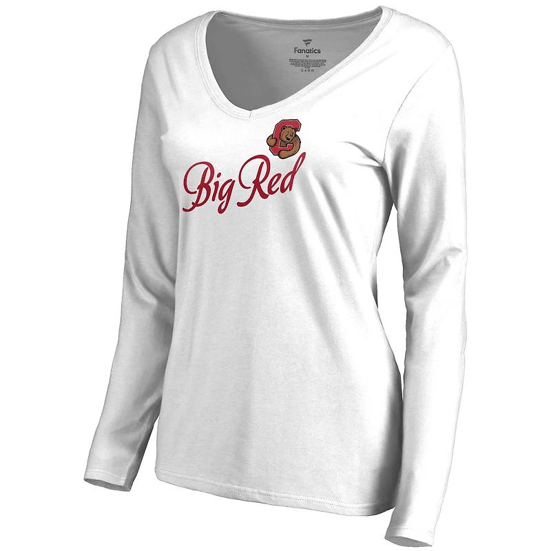 Women's White Cornell Big Red Dora Long Sleeve T-Shirt