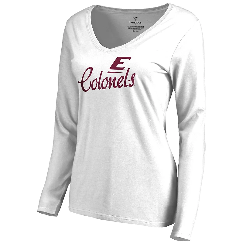 Women's White Eastern Kentucky Colonels Dora Slim Fit Long Sleeve T-Shirt