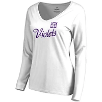 Women's White NYU Violets Dora Long Sleeve T-Shirt