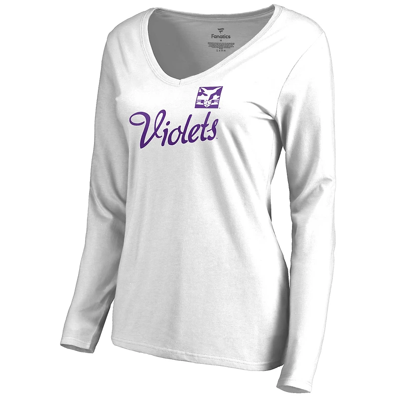 Women's White NYU Violets Dora Long Sleeve T-Shirt