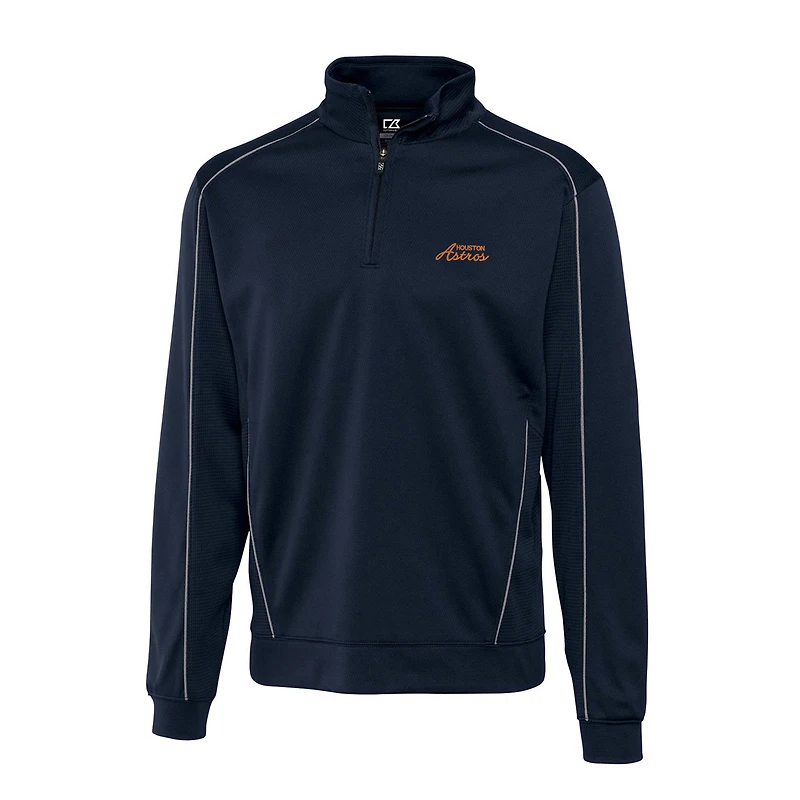 Men's Cutter & Buck Navy Houston Astros Half-Zip DryTec Edge Pullover Jacket