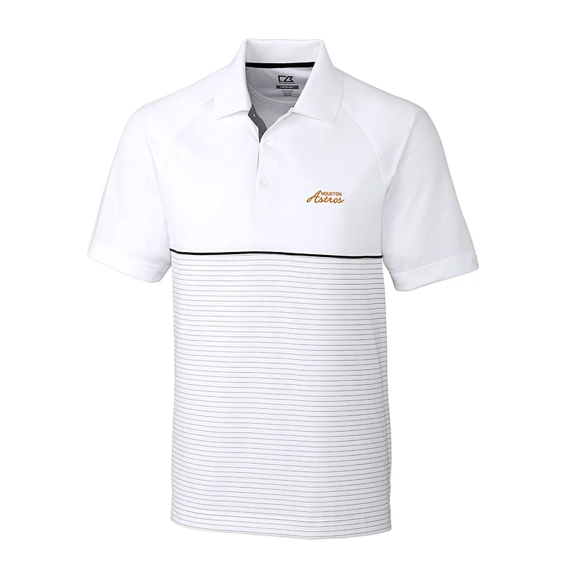 Men's Cutter & Buck White/Gray Houston Astros Junction Stripe DryTec Polo