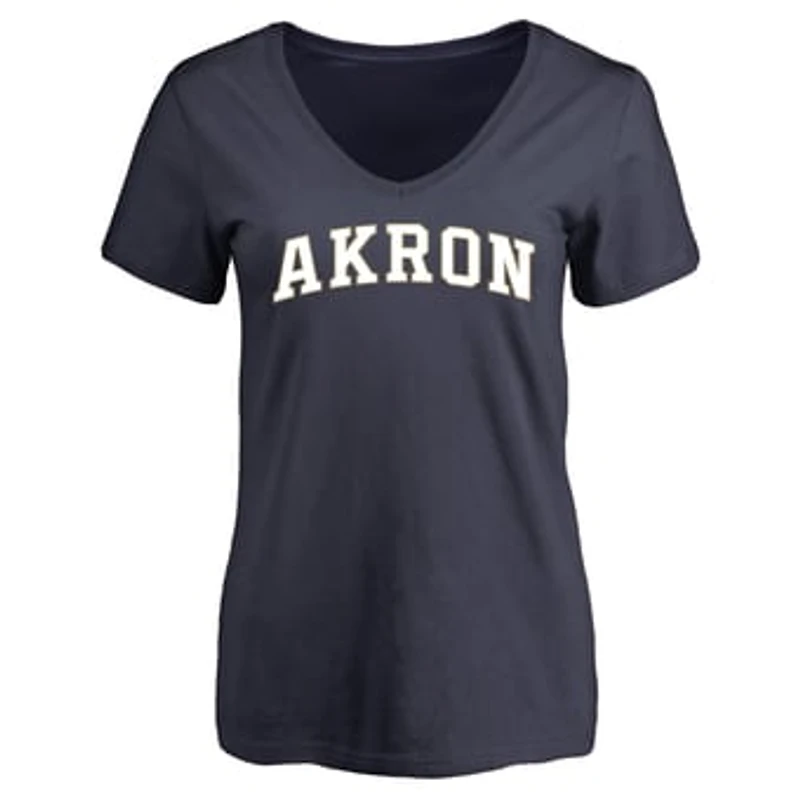 Women's Navy Akron Zips Everyday V-Neck T-Shirt