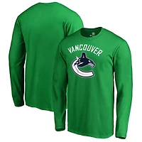 Men's Kelly Green Vancouver Canucks Team Primary Logo Long Sleeve T-Shirt