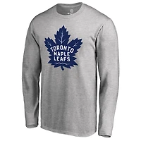 Men's Ash Toronto Maple Leafs Team Primary Logo 2 Long Sleeve T-Shirt