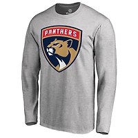 Men's Heather Gray Florida Panthers Primary Logo Long Sleeve T-Shirt