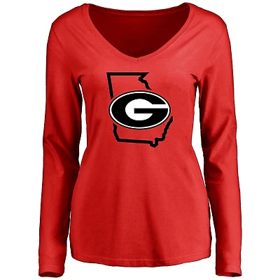 Women's Red Georgia Bulldogs Tradition State Long Sleeve T-Shirt