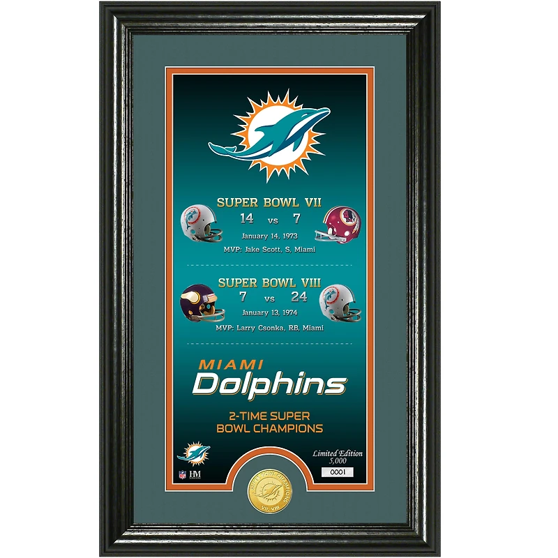 Highland Mint Miami Dolphins Legacy 14" x 21" Photomint