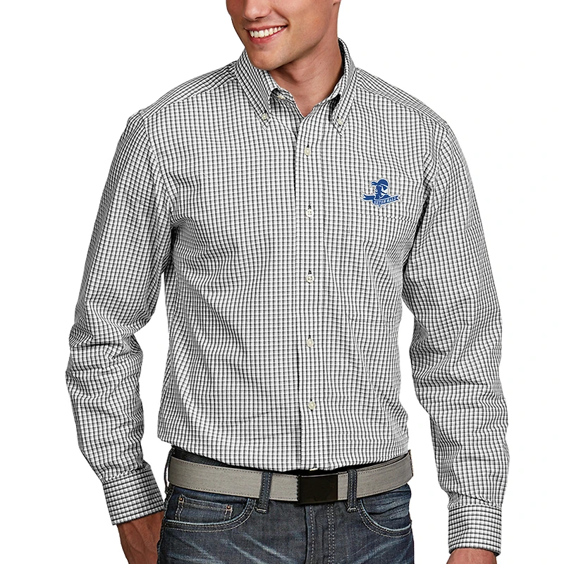 Men's Antigua White Seton Hall Pirates Associate Woven Long Sleeve Button-Down Shirt