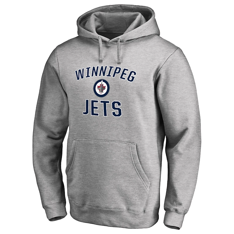 Men's Heather Gray Winnipeg Jets Victory Arch Fitted Pullover Hoodie