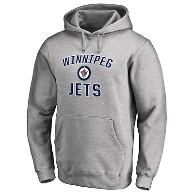 Men's Heather Gray Winnipeg Jets Victory Arch Fitted Pullover Hoodie