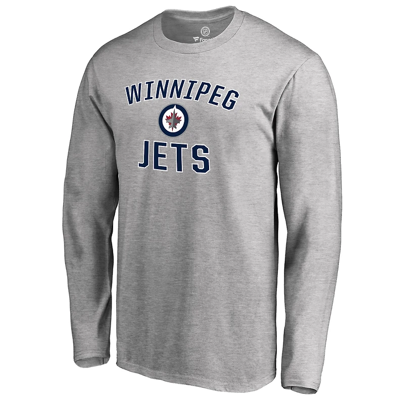 Men's Ash Winnipeg Jets Victory Arch Long Sleeve T-Shirt