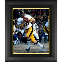 Terry Bradshaw Pittsburgh Steelers Framed Autographed 16" x 20" White Jersey Photograph