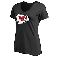 Women's Black Kansas City Chiefs Primary Team Logo V-Neck T-Shirt