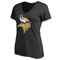 Women's Black Minnesota Vikings Primary Team Logo V-Neck T-Shirt