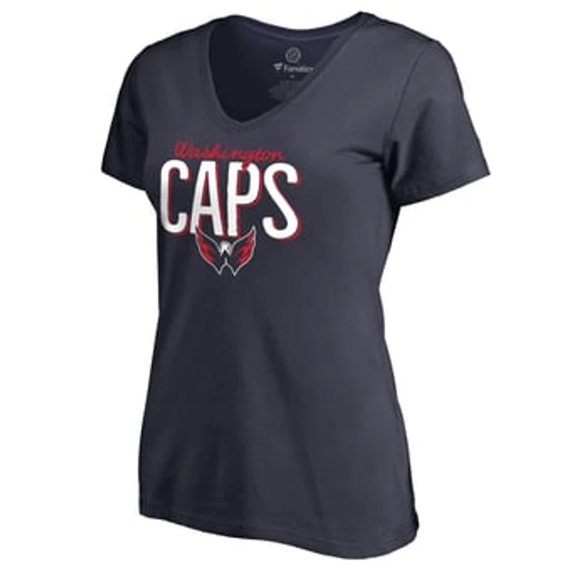 Women's Navy Washington Capitals Nostalgia V-Neck T-Shirt