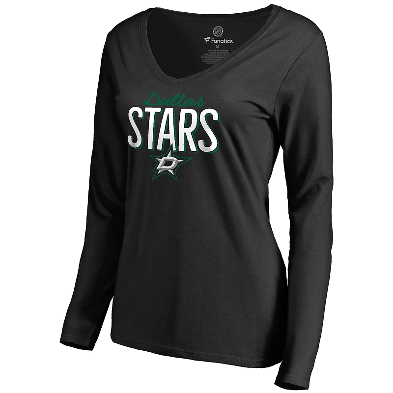 Women's Black Dallas Stars Nostalgia Long Sleeve T-Shirt