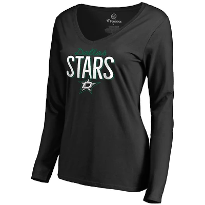 Women's Black Dallas Stars Nostalgia Long Sleeve T-Shirt