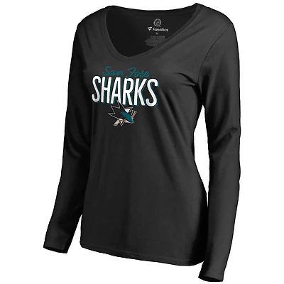 Women's Black San Jose Sharks Nostalgia Long Sleeve T-Shirt