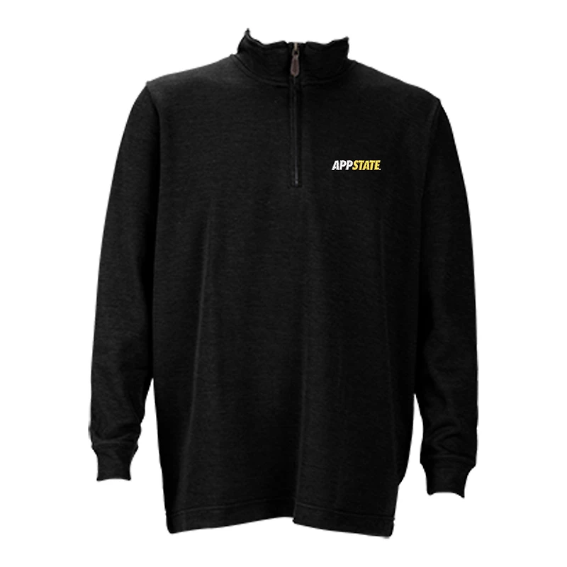 Men's Black Appalachian State Mountaineers Flat-Back Rib 1/4-Zip Pullover Sweater