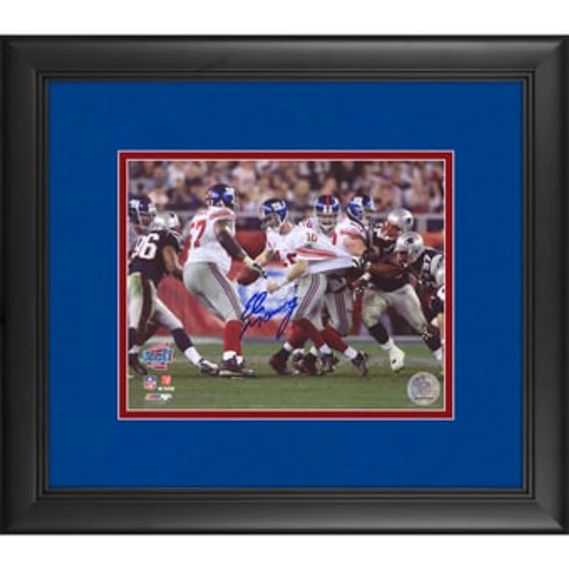 Eli Manning New York Giants Framed Autographed 8" x 10" Super Bowl XLII Champions Scramble Blue Ink Photograph