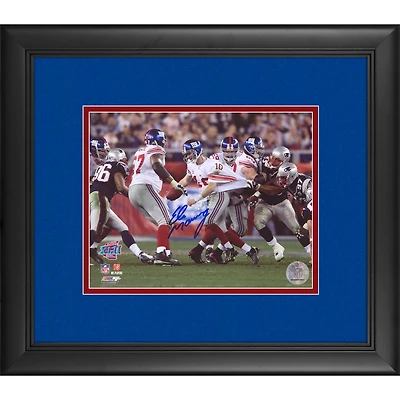 Eli Manning New York Giants Framed Autographed 8" x 10" Super Bowl XLII Champions Scramble Blue Ink Photograph