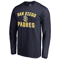 Men's Navy San Diego Padres Victory Arch Long Sleeve T-Shirt
