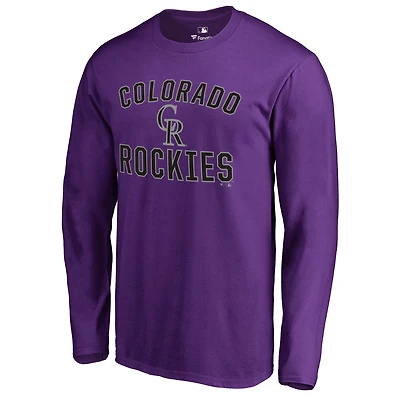 Men's Purple Colorado Rockies Victory Arch Long Sleeve T-Shirt