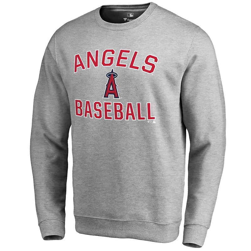 Men's Ash Los Angeles Angels Victory Arch Pullover Sweatshirt