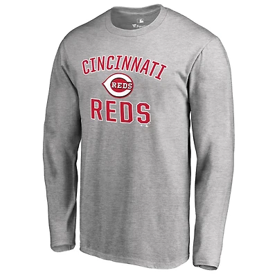 Men's Ash Cincinnati Reds Victory Arch Long Sleeve T-Shirt