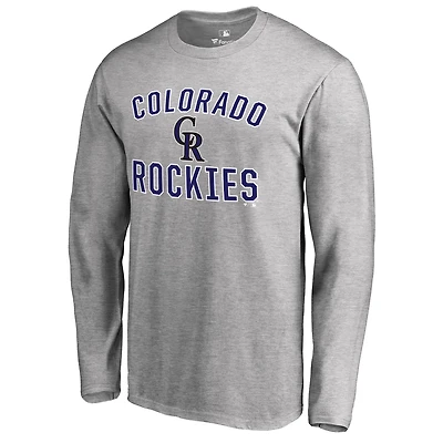 Men's Ash Colorado Rockies Victory Arch Long Sleeve T-Shirt