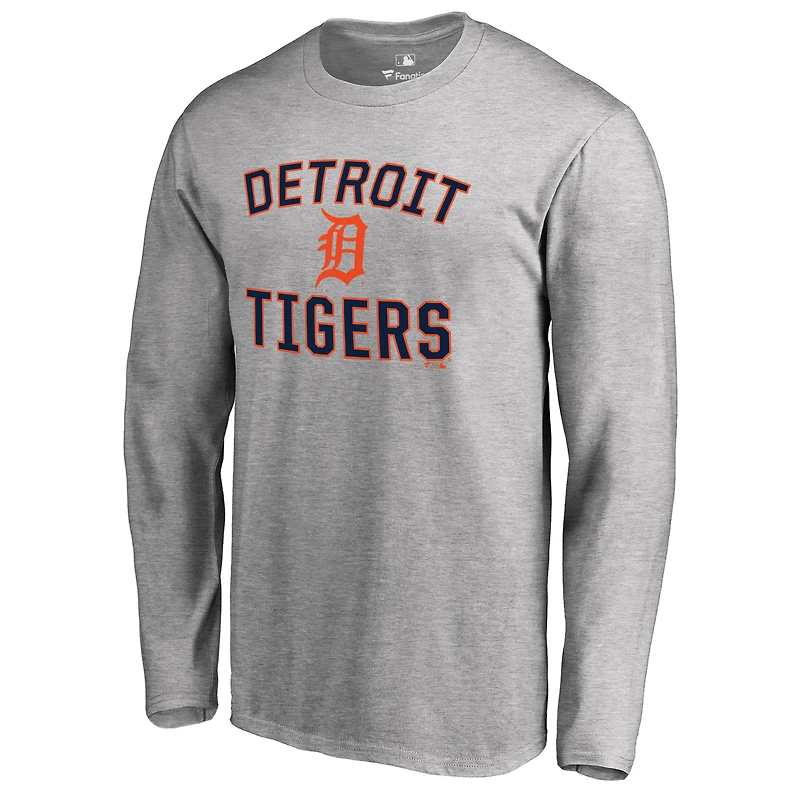 Men's Ash Detroit Tigers Victory Arch Long Sleeve T-Shirt