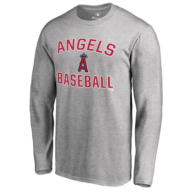 Men's Ash Los Angeles Angels Victory Arch Long Sleeve T-Shirt