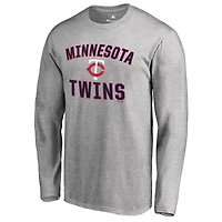 Men's Ash Minnesota Twins Victory Arch Long Sleeve T-Shirt