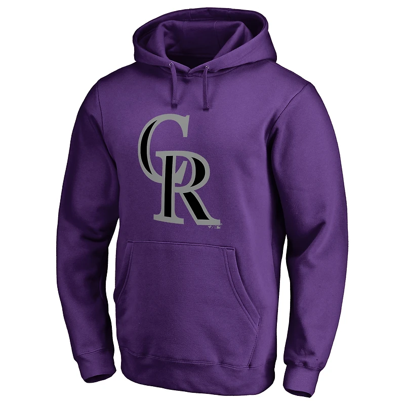Men's Purple Colorado Rockies Official Logo Fitted Pullover Hoodie
