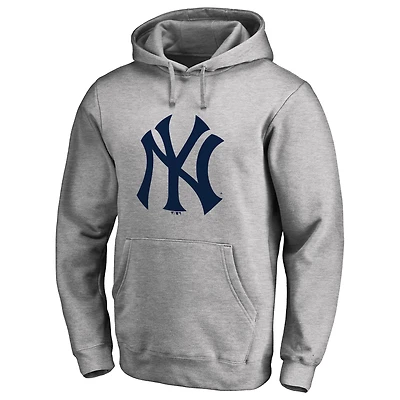 Men's Ash New York Yankees Secondary Color Primary Logo 2 Pullover Hoodie