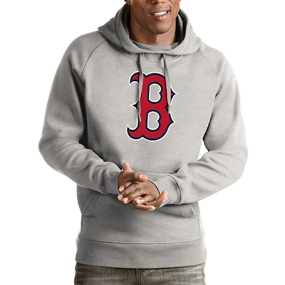 Men's Antigua Heathered Gray Boston Red Sox Victory Pullover Hoodie