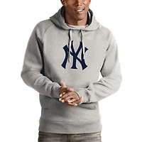 Men's Antigua Heathered Gray New York Yankees Victory Pullover Hoodie