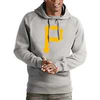 Men's Antigua Heathered Gray Pittsburgh Pirates Victory Pullover Hoodie