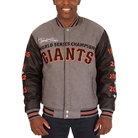 Men's JH Design Heathered Gray San Francisco Giants MLB Reversible Commemorative Melton Jacket